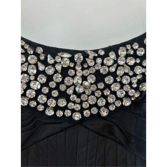 Teri Jon Rickie Freeman Pleated Detail Studded A-Line Midi Dress Women’s Black S - Picture 6 of 8